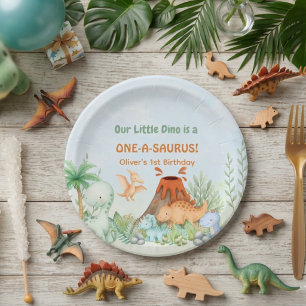 Dinosaur One-A-Saurus 1st Birthday  Paper Plates