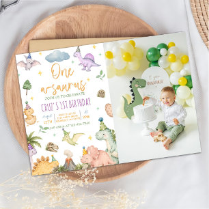 Dinosaur One-A-Saurus 1st Birthday Party  Invitation