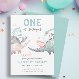 Dinosaur One-A-Saurus 1st Birthday Party Invitation
