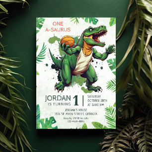 Dinosaur One-A-Saurus 1st Birthday Party Invitation