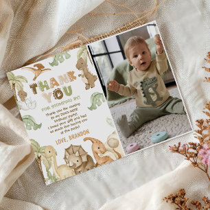 Dinosaur One-A-Saurus 1st Birthday Party Photo Thank You Card
