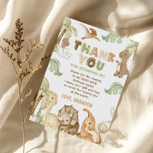 Dinosaur One-A-Saurus 1st Birthday Party Thank You Card