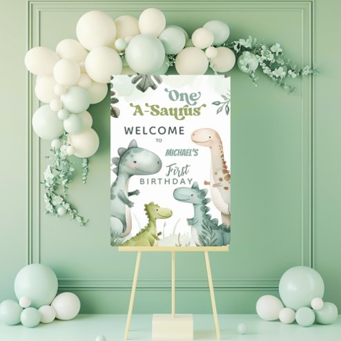 Dinosaur One-a-Saurus 1st Birthday Welcome Sign