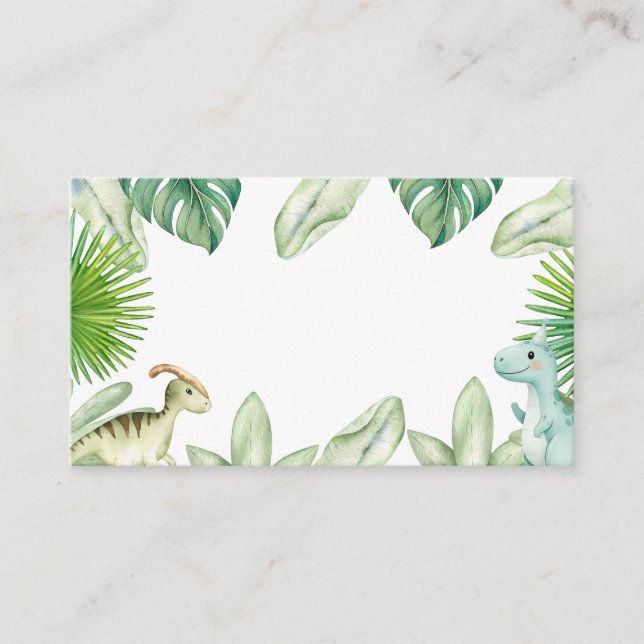 Dinosaur One-A-Saurus Boy 1st Birthday Party Invit Enclosure Card (Front)