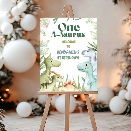 Dinosaur One-A-Saurus Boy 1st Birthday Party Invit Foam Board