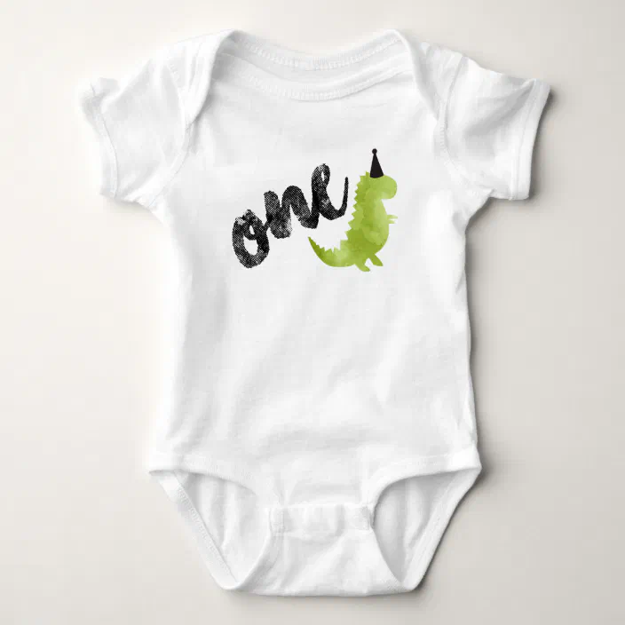 Dinosaur Onsie First Birthday Party Dino Theme Baby Bodysuit Zazzle Com