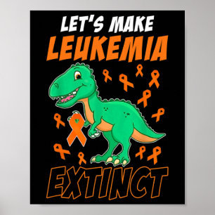 Dinosaur Orange Ribbon Hematologist Reptile Fossil Poster