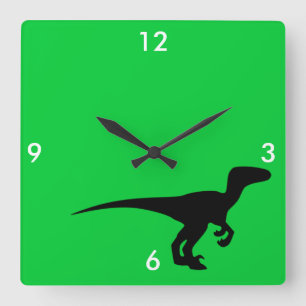 Dinosaur Outline Jurassic Era Square Wall Clock