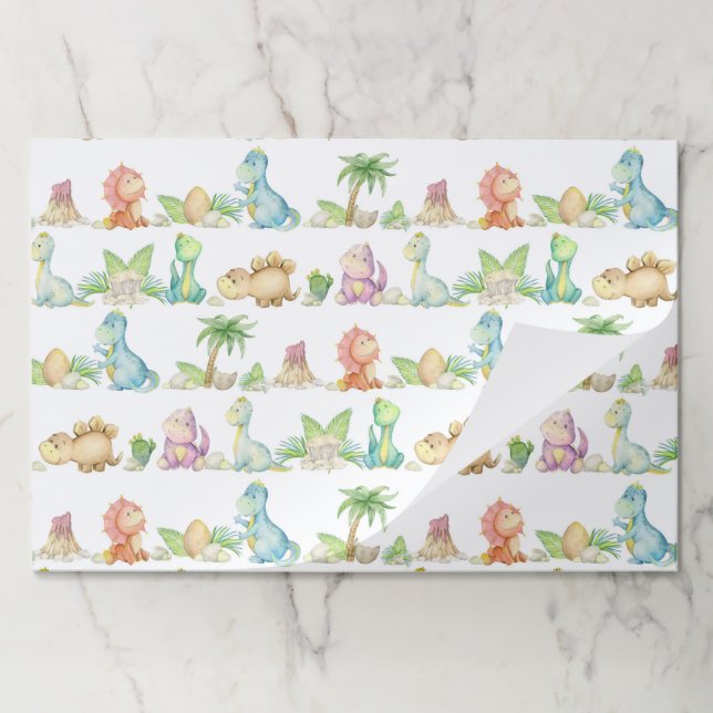 Dinosaur Paper Placemats, Prehistoric Party Mats (Folded)