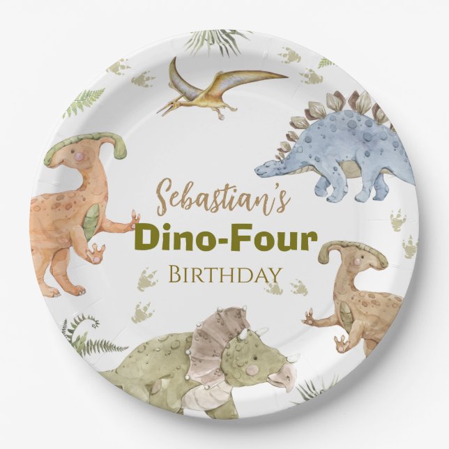 Dinosaur Paper Plates Birthday Boy Party (Front)