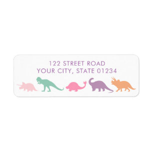 Dinosaur Parade, Jewel Tones Custom Address Label