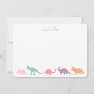 Dinosaur Parade, Jewel Tones Personalized Note Card