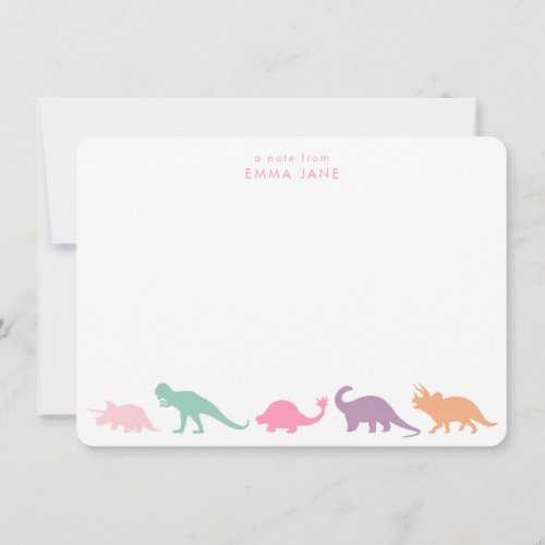 Dinosaur Parade Jewel Tones Personalized Note Card