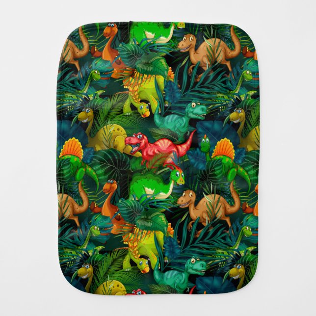 Dinosaur Park Baby Burp Cloth (Front)