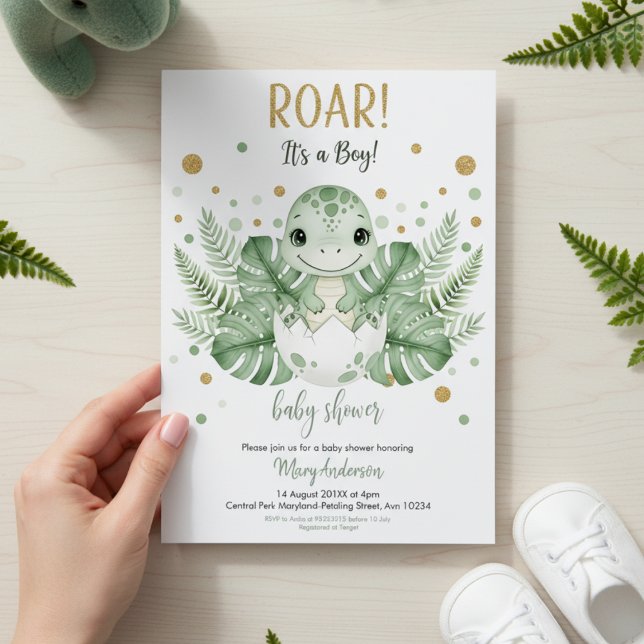 Dinosaur park Baby Shower party boy girl Roar Invitation (Creator Uploaded)