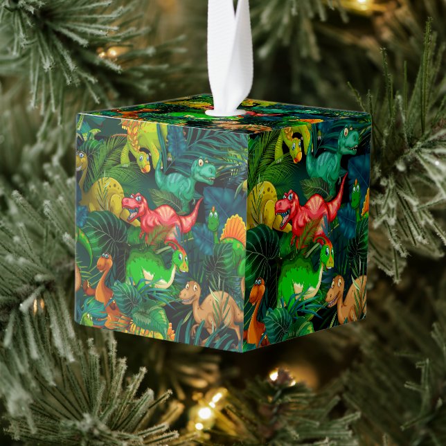 Dinosaur Park Cube Ornament (Tree)