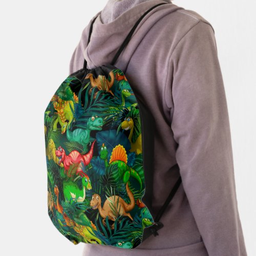 Dinosaur Park Drawstring Bag