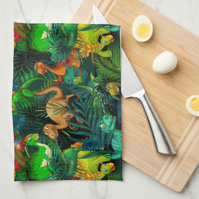 Dinosaur Park Kitchen Towel (Quarter Fold)