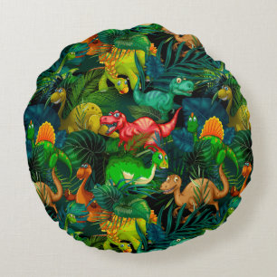 Dinosaur Park Round Pillow