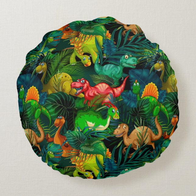 Dinosaur Park Round Pillow (Back)