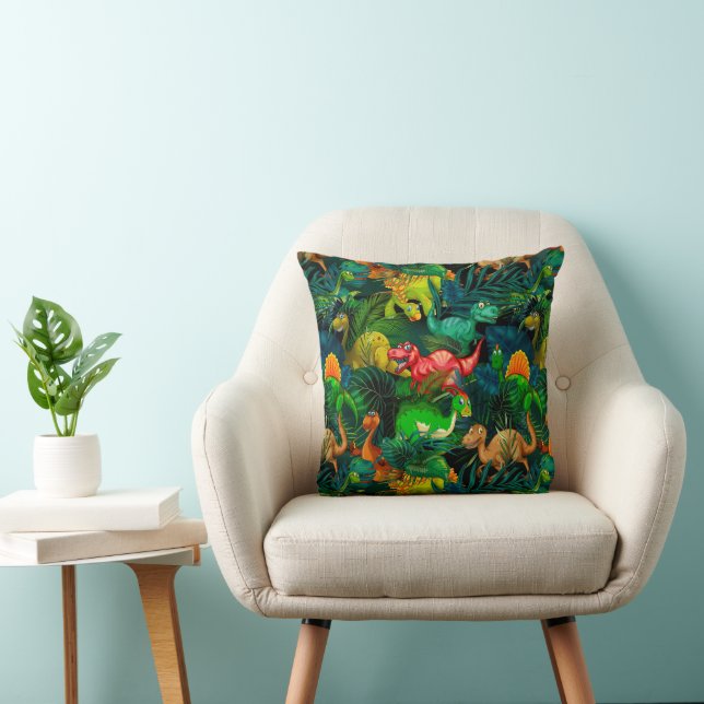 Dinosaur Park Throw Pillow (Chair)