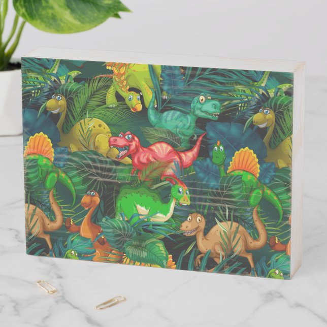 Dinosaur Park Wooden Box Sign (In Situ Horizontal)