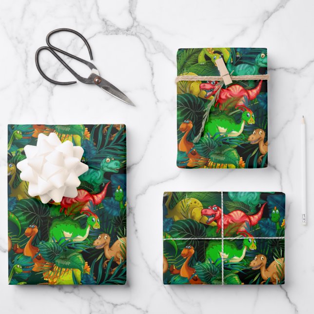 Dinosaur Park Wrapping Paper Sheets (Front)