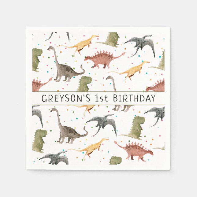 Dinosaur Party Animal Birthday Personalized Napkins (Front)