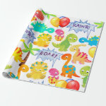 Dinosaur Party Balloons Customizable Rawr Wrapping Paper