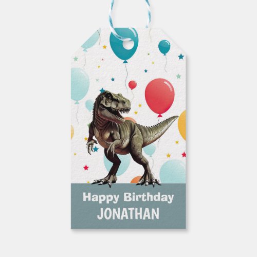 Dinosaur Party Balloons Gift Tags