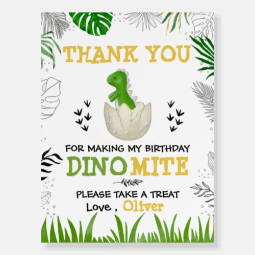 Dinosaur  Party Birthday Boy Welcome Thank You  Foam Board