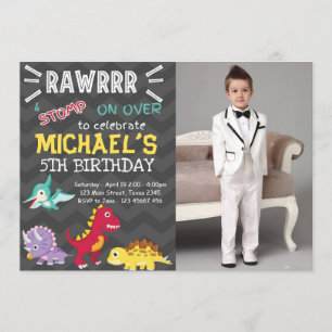 Dinosaur party boy birthday invitation