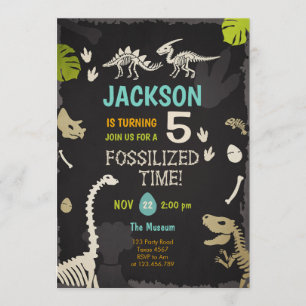 Dinosaur Party Boy Fossil Dino Dig Birthday Invitation