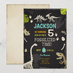 Dinosaur Party Boy Fossil Dino Dig Birthday Invitation