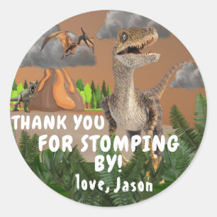 Dinosaur party Cool T rex thank you Classic Round Sticker