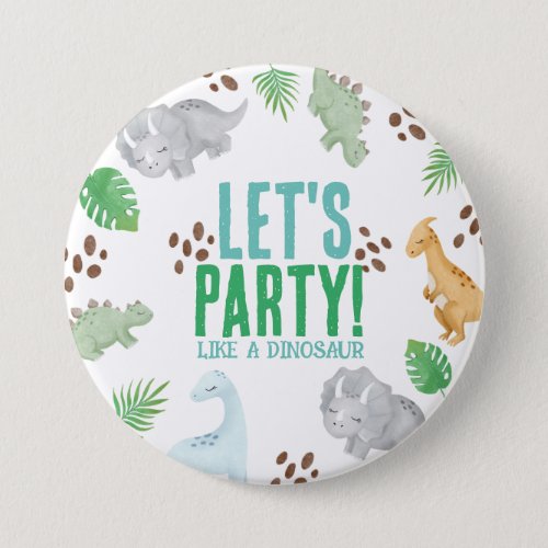 Dinosaur party favor kid party button