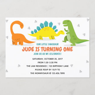 Dinosaur Party First Birthday Boy invitation