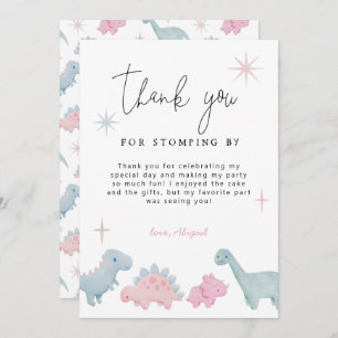 Dinosaur Party Girl Birthday Thank You Card