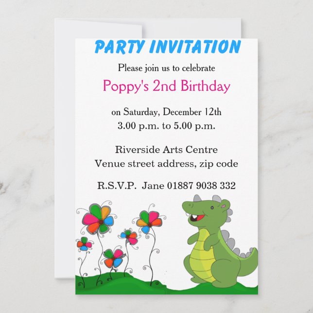 Dinosaur Party Invitation (Front)