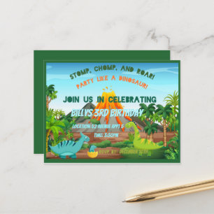 Dinosaur Party Invitation Postcard