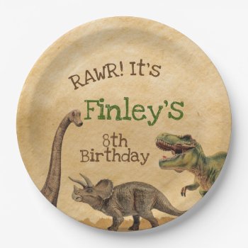 Dinosaur Party Paper Plates by PrinterFairy at Zazzle