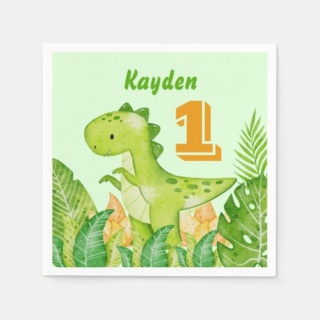 Dinosaur party personalised  napkins (Front)