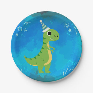Dinosaur Party Plate Blue
