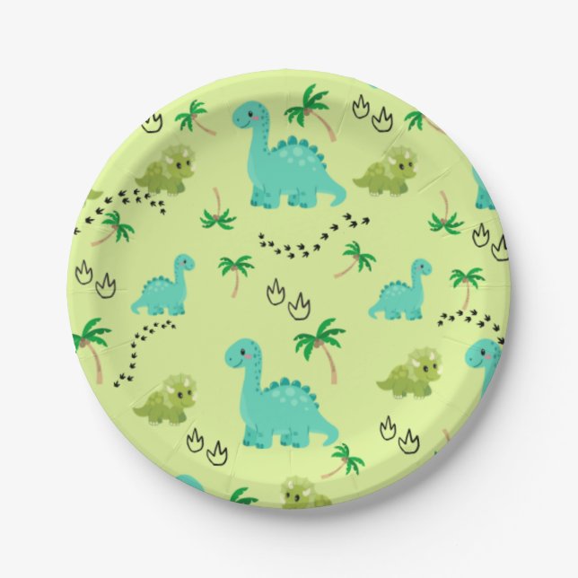 Dinosaur Party Supplies Paper Plates (Front)
