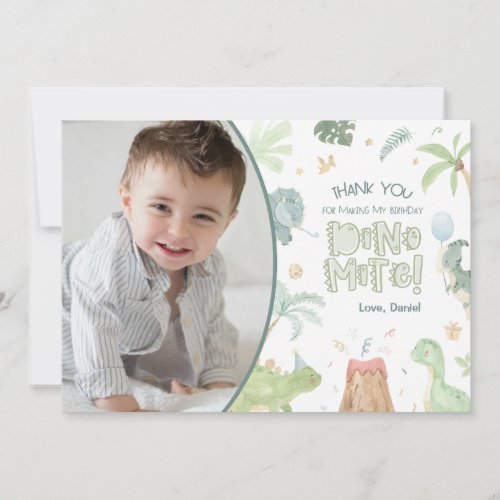 Dinosaur Party Thank You Card with Photo