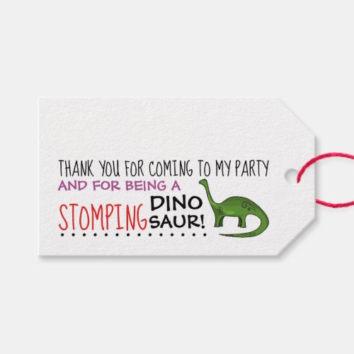 Dinosaur Party Thank You Favor Tag