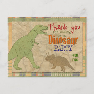 Dinosaur Party Thank You Postcard