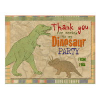 Dinosaur Party Thank You Postcard
