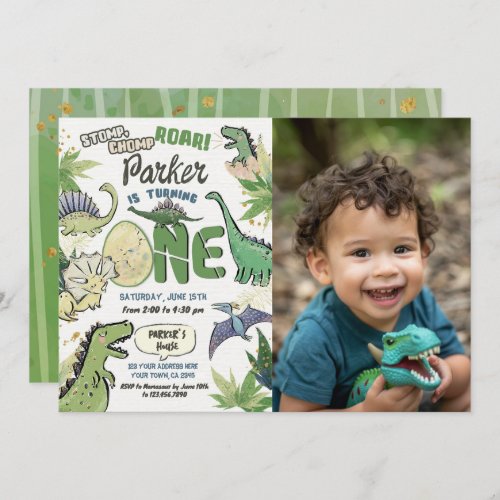 Dinosaur Party Theme Dinosaur 1st Birthday Invitation