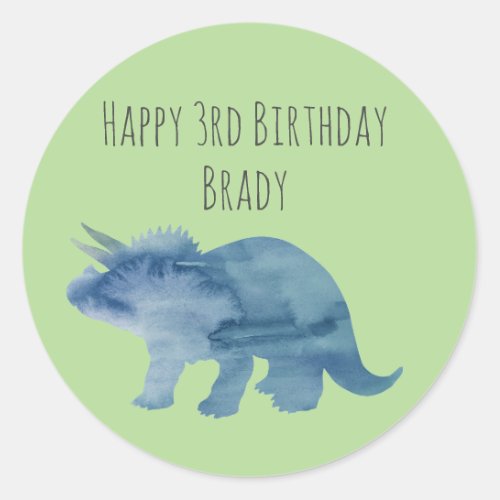 Dinosaur Party Triceratops Classic Round Sticker